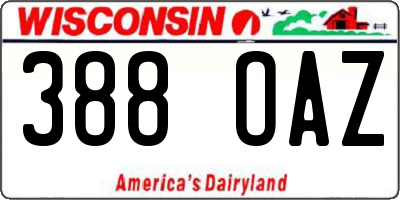 WI license plate 388OAZ