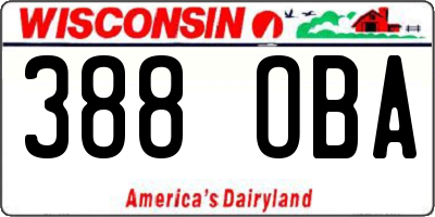 WI license plate 388OBA