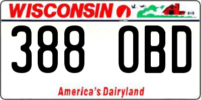 WI license plate 388OBD