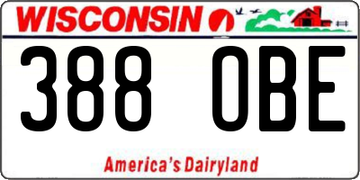 WI license plate 388OBE