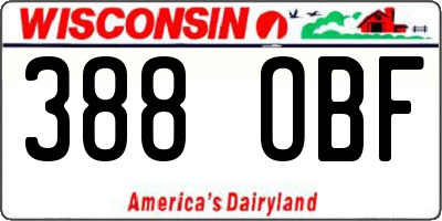WI license plate 388OBF