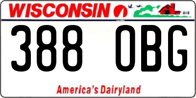 WI license plate 388OBG