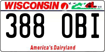 WI license plate 388OBI