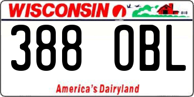 WI license plate 388OBL