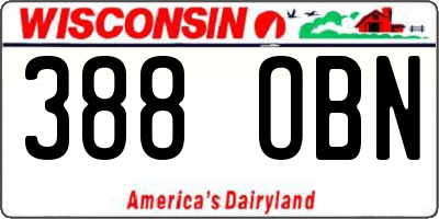 WI license plate 388OBN