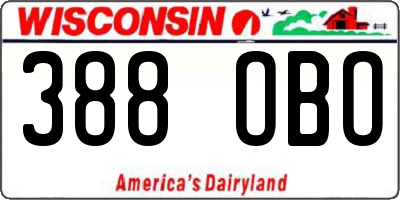 WI license plate 388OBO