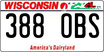 WI license plate 388OBS