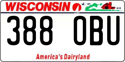 WI license plate 388OBU