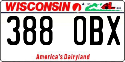 WI license plate 388OBX
