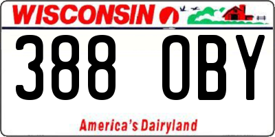 WI license plate 388OBY