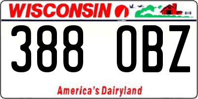 WI license plate 388OBZ