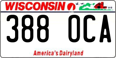 WI license plate 388OCA