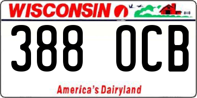 WI license plate 388OCB