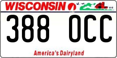 WI license plate 388OCC