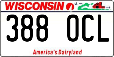 WI license plate 388OCL