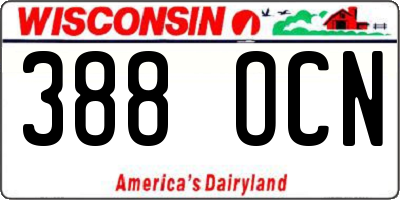 WI license plate 388OCN