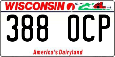 WI license plate 388OCP
