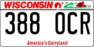 WI license plate 388OCR