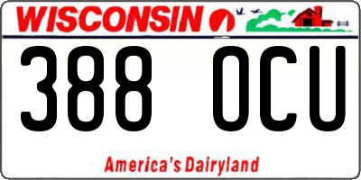 WI license plate 388OCU