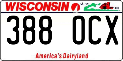 WI license plate 388OCX