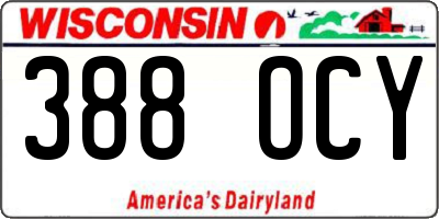 WI license plate 388OCY