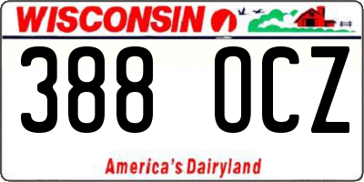 WI license plate 388OCZ