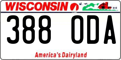 WI license plate 388ODA