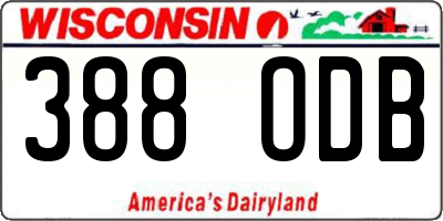 WI license plate 388ODB
