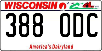 WI license plate 388ODC