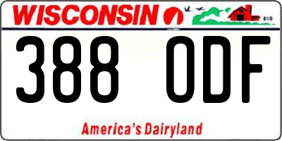 WI license plate 388ODF