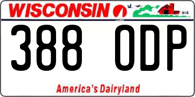 WI license plate 388ODP