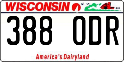 WI license plate 388ODR