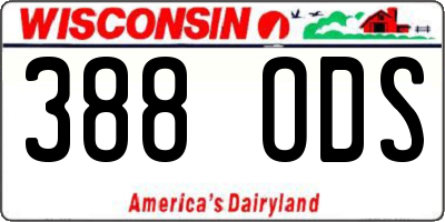 WI license plate 388ODS