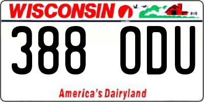 WI license plate 388ODU