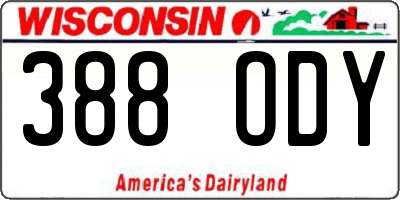 WI license plate 388ODY
