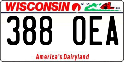 WI license plate 388OEA