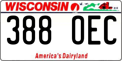 WI license plate 388OEC