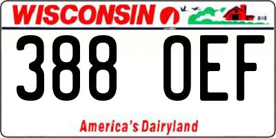 WI license plate 388OEF