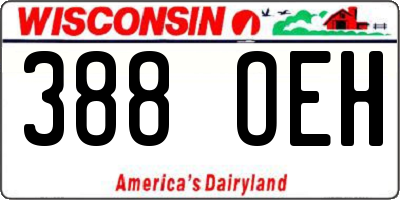 WI license plate 388OEH