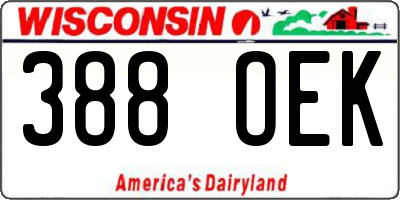 WI license plate 388OEK