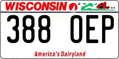 WI license plate 388OEP