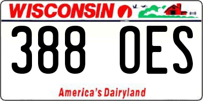 WI license plate 388OES