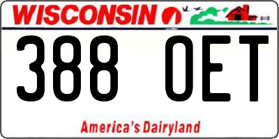 WI license plate 388OET
