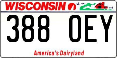 WI license plate 388OEY
