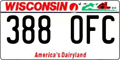 WI license plate 388OFC