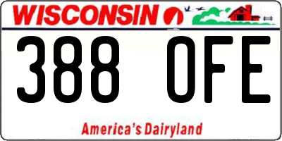 WI license plate 388OFE