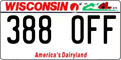 WI license plate 388OFF