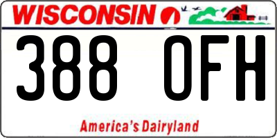 WI license plate 388OFH