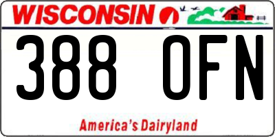 WI license plate 388OFN
