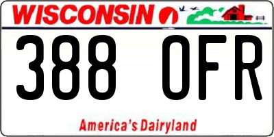 WI license plate 388OFR